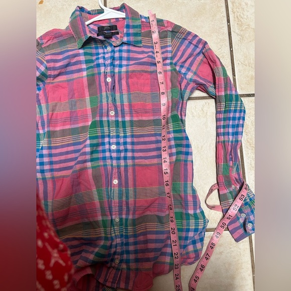 J. Crew Classic Fit Boy Shirt in Crinkle Magenta Plaid size 0 - Picture 6 of 6